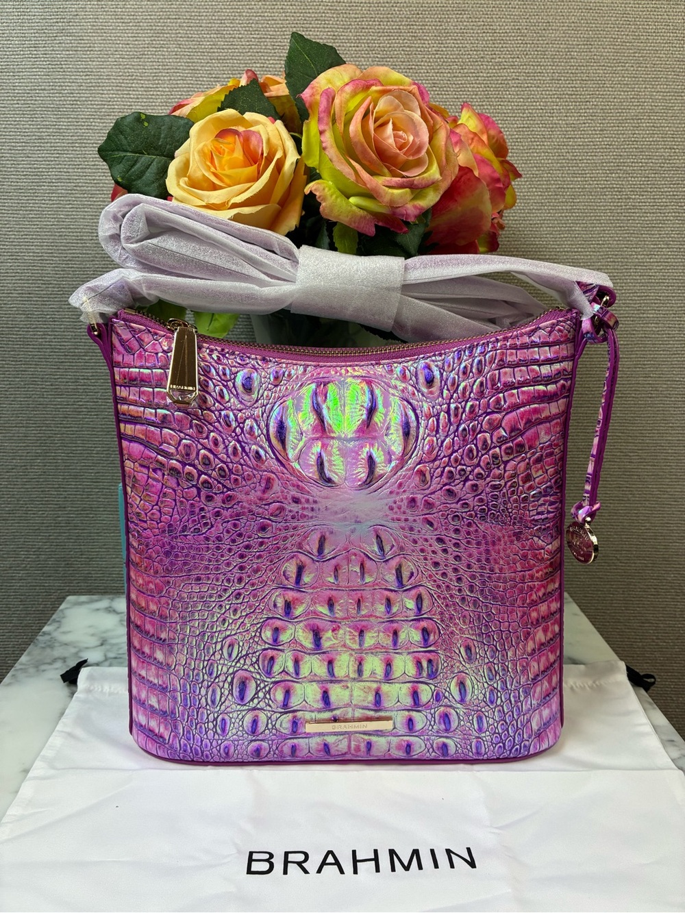 Brahmin Purple Iris Melbourne Katie Iridescent Shoulder Bag - NWT Rare Style 🔥